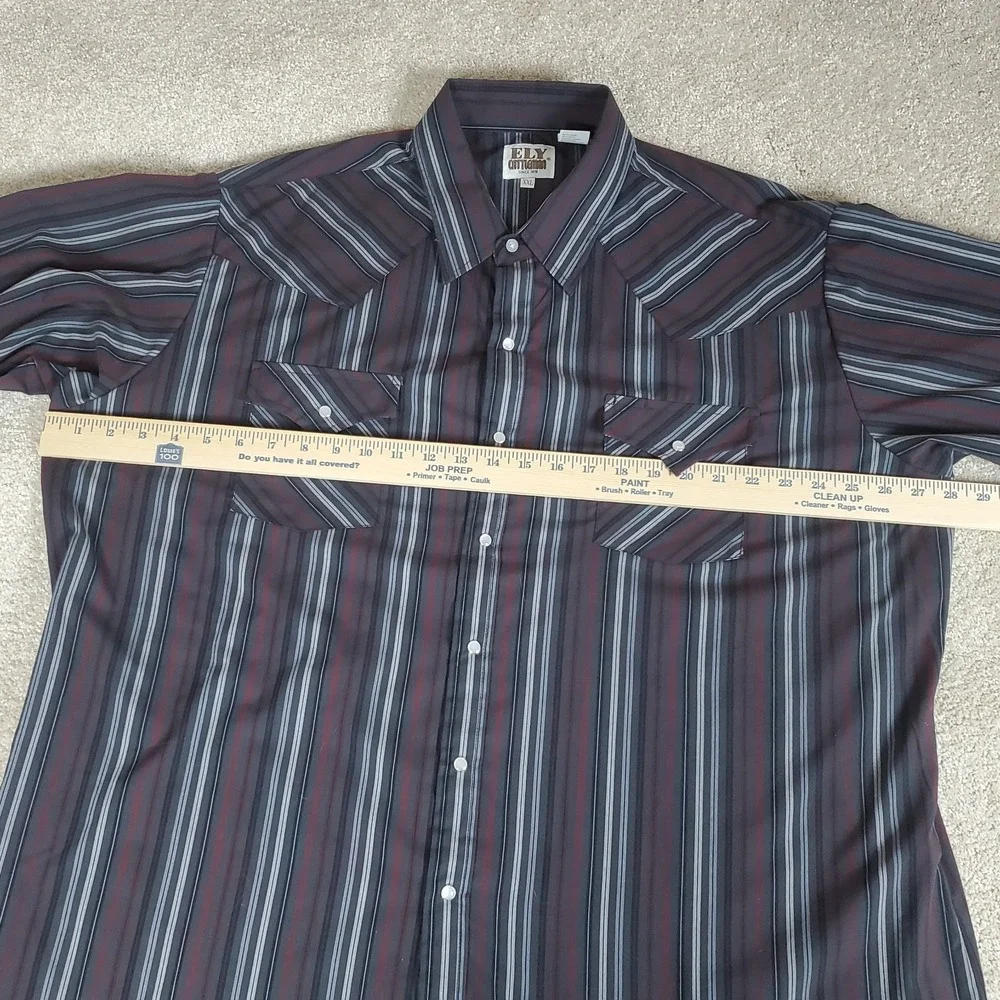 ELY Cattleman Western Shirt Men's Size XXL Pearl Snaps Long Sleeve‎ Stripe
